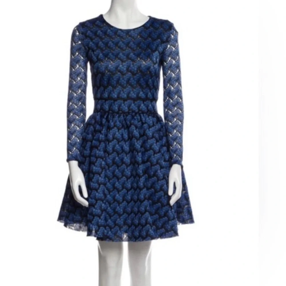*SOLD* Maje Blue A-Line Bishop Sleeve Dress - Picture 3 of 9